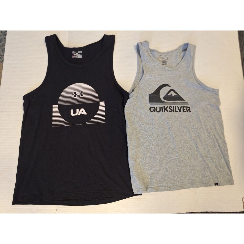 Lot Of 2 Vintage 90s 00s Y2K Quicksilver & Under Armor Tank Top Surf Size Small